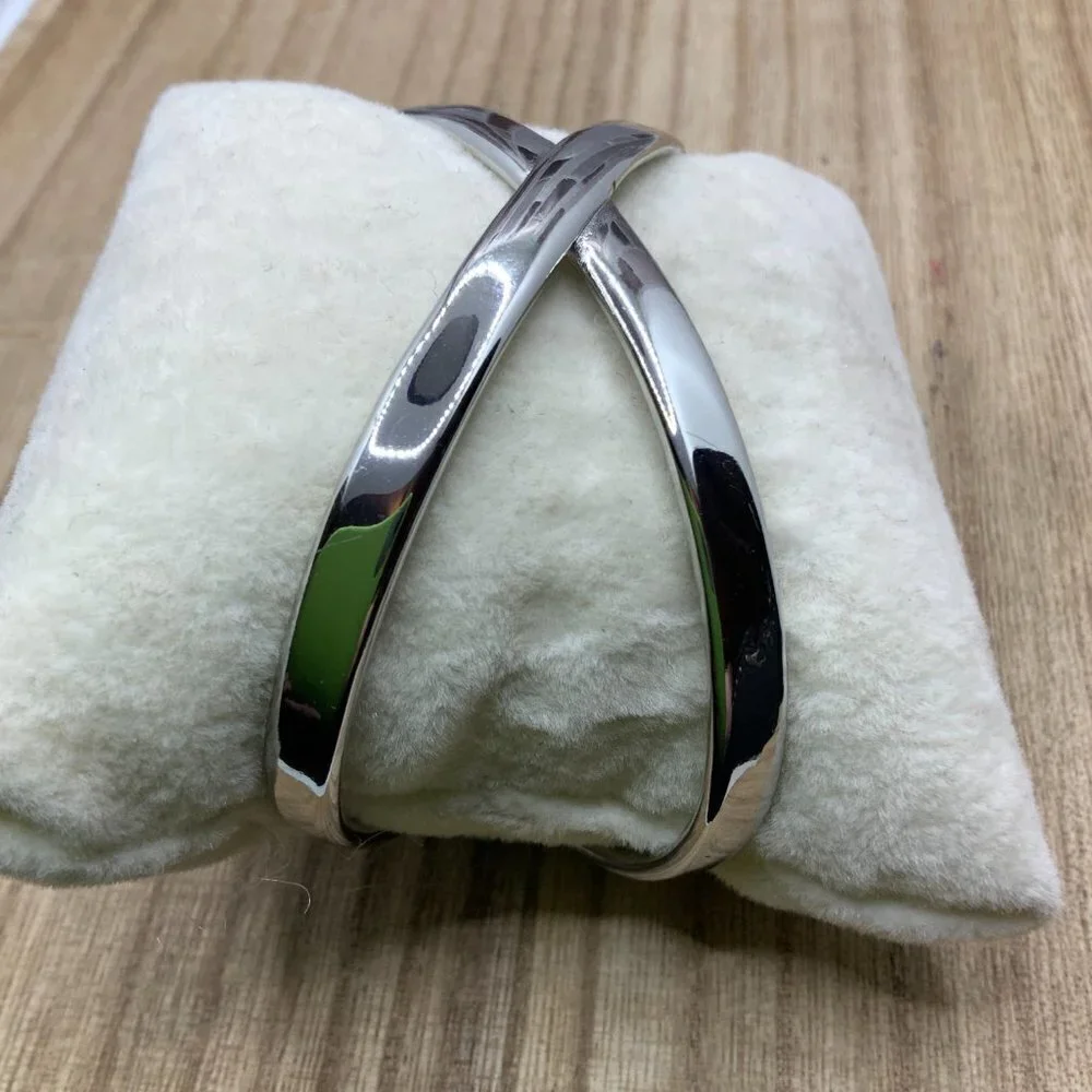Talbots Silver Tone Criss Cross Cuff Bracelet